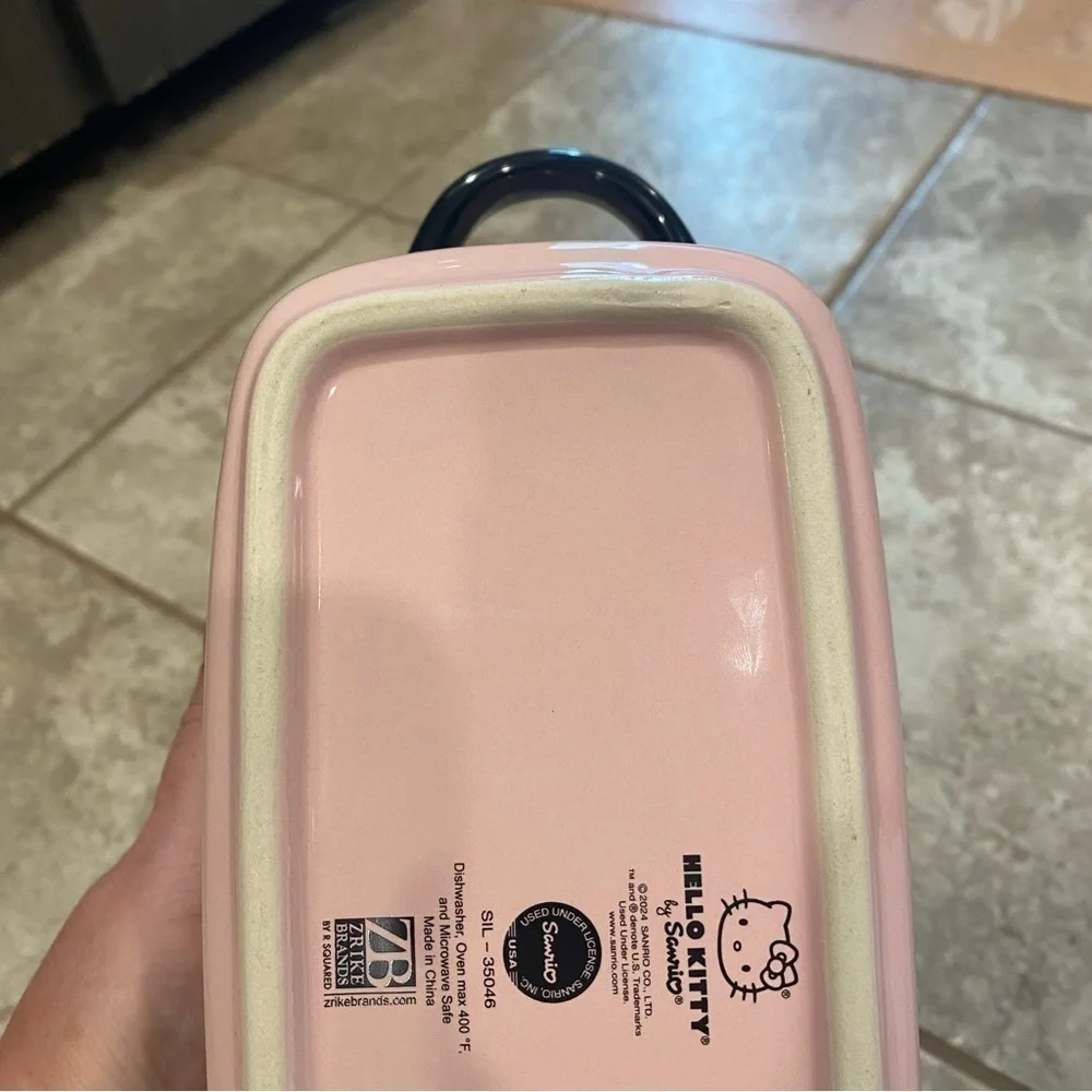 Hello Kitty Pink Pumpkin Bread Pan Loaf Ceramic NEW W/ Handles Candy Dish